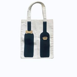 Wine Bottle 2 Pocket Canvas Tote Bag Size OS